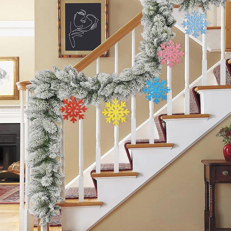 Sophena Wooden Christmas Snowflake Ornaments to Paint Christmas Winter Decoration Cutouts Unfinished 24PCS 3.5 inches, DIY Blank Unfinished Christmas Tree Ornament for Home Snowflakes Crafts Hanging - Image 4